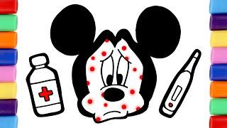 Colorea a MICKEY MOUSE con varicela 🩺 Dibujos para niños