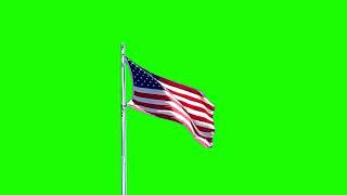 USA Flag Waving Green Screen