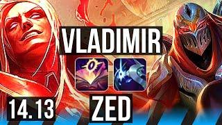 VLADIMIR vs ZED (MID) | 70% winrate, 8 solo kills, 9/1/3, Legendary | VN Master | 14.13