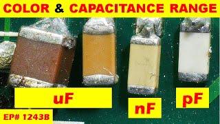 {1243B} SMD ceramic capacitor color and capacitance range