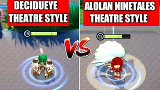 Decidueye Theater VS Alolan Ninetales Theater Style Holowear comparison - Pokémon Unite