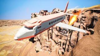 Lego Airplane Falls Crashes in Canyon | Brick Rigs