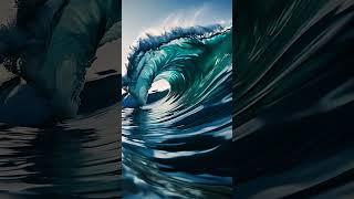 Big ocean wave slow motion generated by AI generate video