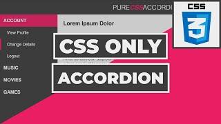 Pure CSS Accordion Menu - CSS ONLY Tutorial