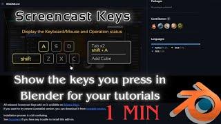 How to show the keys you press for your tutorials.  Screencast Keys Tutorial in Blender