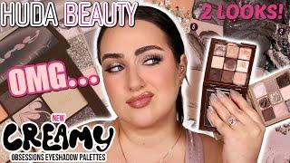 HUDA BEAUTY CREAMY OBSESSIONS PALETTES! WAS THIS THE RIGHT MOVE? REVIEW & 2 LOOKS!