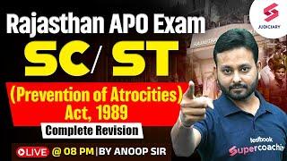 SC & ST (Prevention of Atrocities)Act, 1989 | Rajasthan APO 2024 | APO Complete syllabus I Anoop Sir