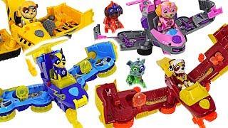 Dinosaurs attack Pororo! Paw Patrol Mighty Pups Flip & Fly Transforming Vehicle! #DuDuPopTOY