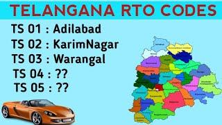 Telangana RTO Codes for Vehicles Registration || Vehicles Registration number in Telangana