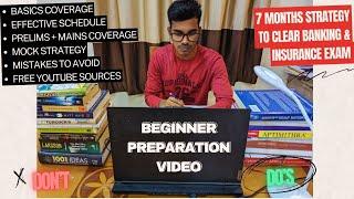 beginner preparation video for bank exam | 7 months strategy | IBPS SBI Insurance | self preparation