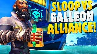 OVERCONFIDENT GALLEON ALLIANCE vs OUR SLOOP!!  (Sea of Thieves)