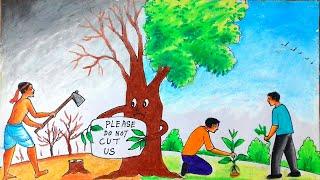 World environment day drawing easy||save tree||nature