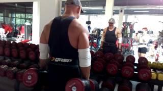 Трапеции 60кг гантели на 50 повторений Traps 60kg dumbels 50reps