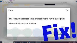 the following components are required to run this program microsoft visual c++  Fix! 2024