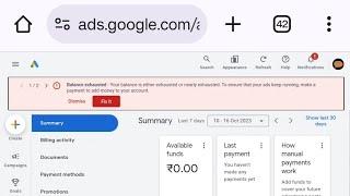 Google ads Balance exhausted problem solved in 2 sec