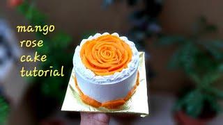 Mango rose cake || how to make mango rose cake |mango petal cake step  by  step| mango national cake