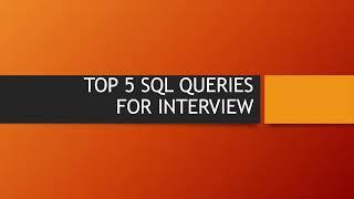 Top 5 SQL QueriesINTERVIEW QUESTIONS || By Coffee Codes 