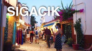 Izmir SIĞACIK Night Walking Tour |Ada Masalı Series Filming Location, Aug 2021|  Turkey |4K 60fps