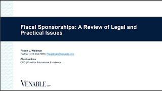 Fiscal Sponsorships A Review of Legal and Practical Issues