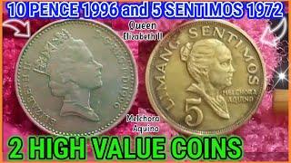 (OLD COINS VALUE) 10 Pence 1996 and 5 Sentimos 1972 - High Value Coins