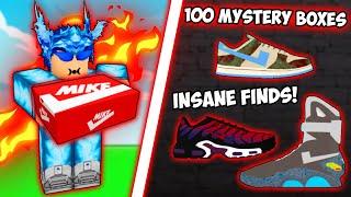 Buying 100 Mystery Boxes In Sneaker Resell Simulator (Roblox)