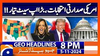 US Presidential Election, Big upset is ready !! | Geo News 8 PM Headlines (5 Nov 2024)