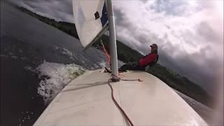 Laser dinghy sailing on Bala Lake in North Wales.