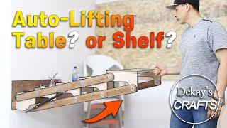 Table & Bookcase Shelf :Floating & Auto-lifting [woodworking]