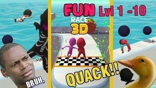 Fun Race 3D - Gameplay - level 1 - 10 - Funny Moments + memes - NO MOD. MAX talent.