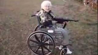 Old woman shoots MP40 Machine gun