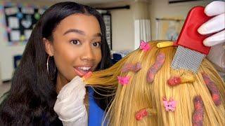 ASMR School Nurse Eats The Lice Out of Your Hair 🪲 Lice Check Role-play | Lice Check Removal ASMR