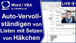 Indra Kohl Live - Automatische Vervollständigung von Listen bei Häkchen setzen in Word - carinko.com