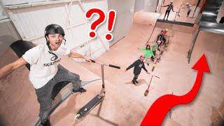 I USED ALL THE SCOOTERS IN THE SKATEPARK AT ONCE ! (BIG CHALLENGE)