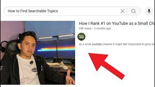 Youtube SEO: How to Find Searchable Topics in 2024 - Rank #1 (Low Competition)