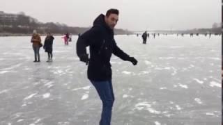 Frozen river FAIL! - River Danube in Vienna, Austria.