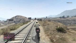 Grand Theft Auto V Trevor gets wrecked by the trai