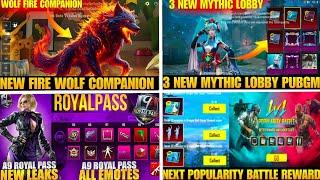 New Fire Wolf Companion Bgmi | A9 Royal Pass Leaks Bgmi | Upcoming Guns 3.4 Update | 3New Lobby Bgmi