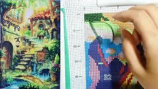 FLOSSTUBE #51 Stitch With Me | Dream Bridge | cross stitch kit | 십자수 킷 | 9ct | stitch ASMR