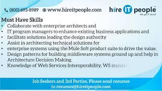 Cloud Integration Jobs | Mulesoft Jobs | IRVING, TX | Job ID 32404 |