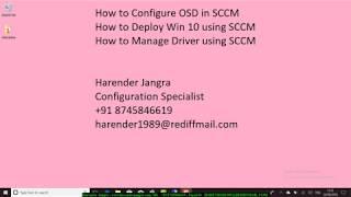 How to Configure OSD and Deploy Win 10 using SCCM in Hindi Harender Jangra 1st Part