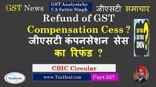 When Refund of GST Compensation Cess allowed ?  CBIC Circular : GST News 537