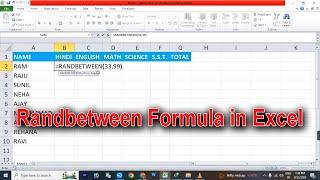 Randbetween formula in excel | Randbetween formula | Excel me randbetween formula in excel #excel