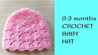 EASY 0-3 MONTHS CROCHET BABY HAT / CROCHET BABY BEANIE