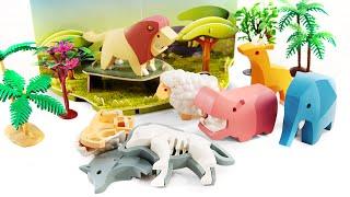 사자 하마 늑대 코끼리 임팔라 양 동물들을 조립해보아요 put together lions hippos wolves elephant impalas sheep and animals