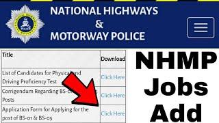 NHMP Jobs 2021 | National Highways And Motorway Police Jobs Old Advertisement |