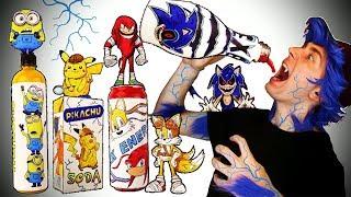 DO NOT DRINK SONIC.EXE Tails + Knuckles + Minions + Detective Pikachu - DIY Drinks & DIY Crafts