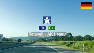 Driving in Germany: Autobahn A81 E41 from Rottweil to Kreuz Hegau