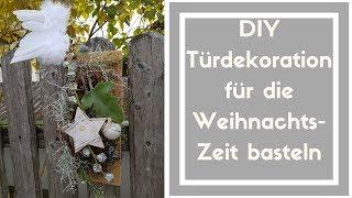 Türschmuck selber machen - Wanddekoration Weihnachten auf Holzbrett - DIY Deko Idee