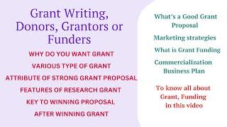 Grant writing Donors, Grantors, Funders! Various Types of Grants, Features of Research Grant