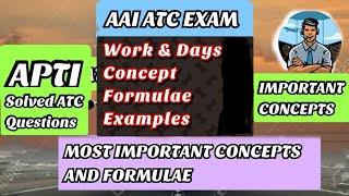 AAI JE ATC 2024 APTITUDE topic - Work, Efficiency and No.of Days -Concept + solved ATC paper